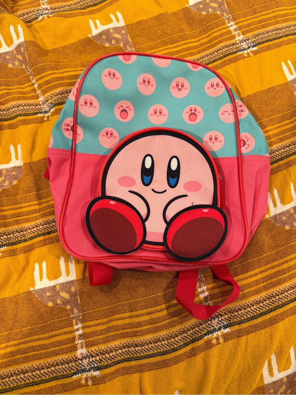 Kirby Kids' Pink and Teal Backpack - Cute Character Design